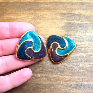 80s inspired, bold color, pierced earrings